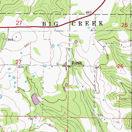 Topographic Map of Ruth, AR