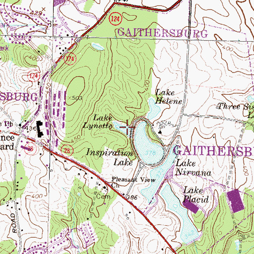 Topographic Map of Lake Lynette, MD