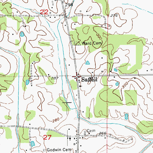 Topographic Map of Saffell, AR