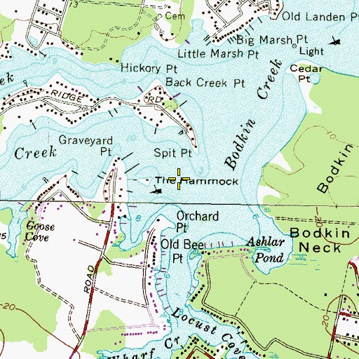 Topographic Map of Main Creek, MD