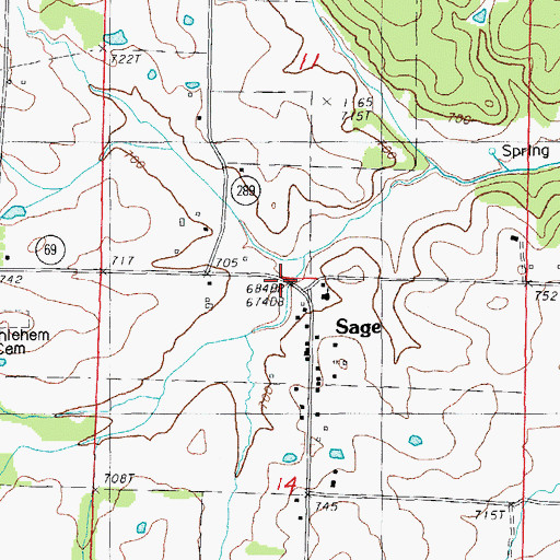 Topographic Map of Sage, AR