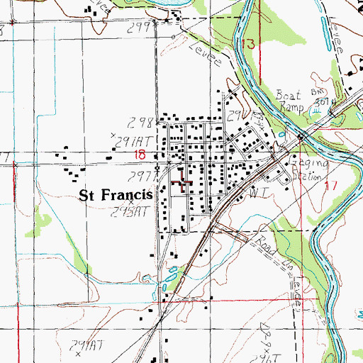 Topographic Map of Saint Francis, AR