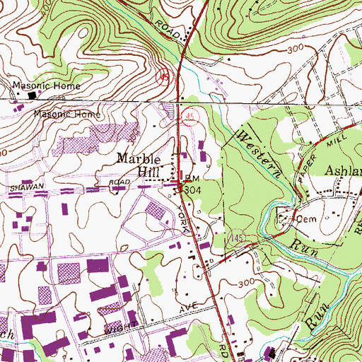 Topographic Map of Marble Hill, MD