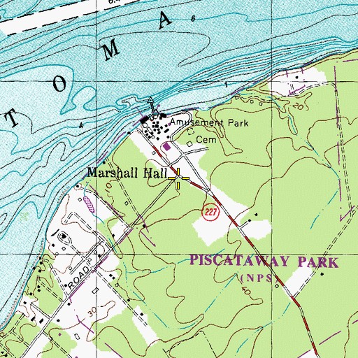 Topographic Map of Marshall Hall, MD