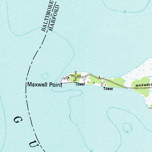 Topographic Map of Maxwell Point, MD