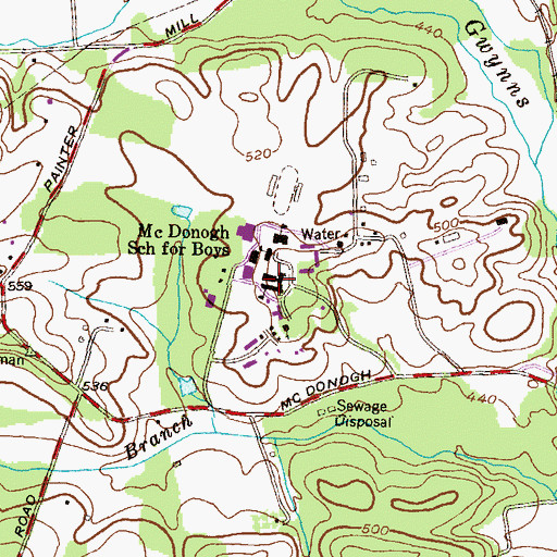 Topographic Map of McDonogh School for Boys, MD