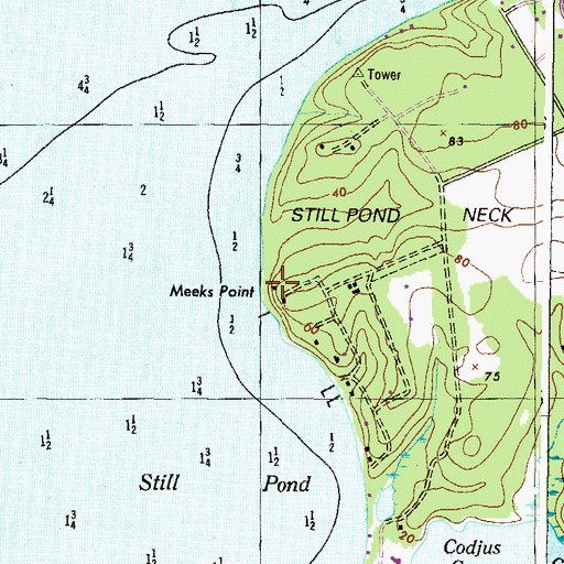 Topographic Map of Meeks Point, MD