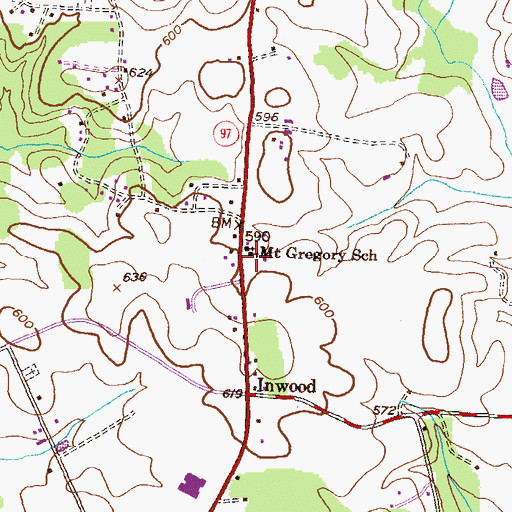 Topographic Map of Mount Gregory School, MD