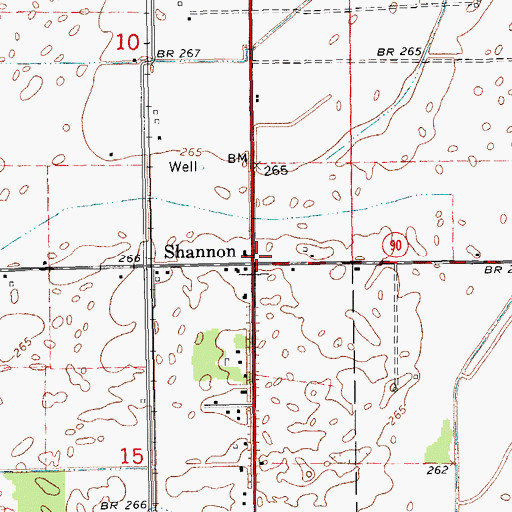 Topographic Map of Shannon, AR