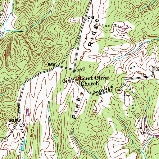 Topographic Map of Mount Olive Church, MD