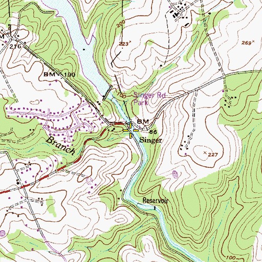 Topographic Map of Mountain Branch, MD