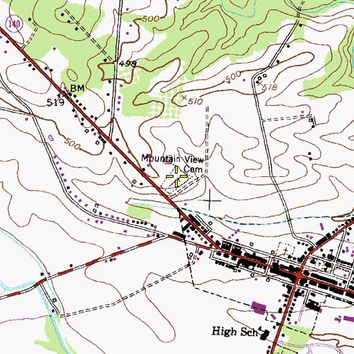 Topographic Map of Mountain View Cemetery, MD