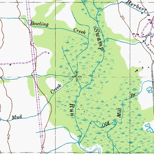 Topographic Map of Mud Creek, MD