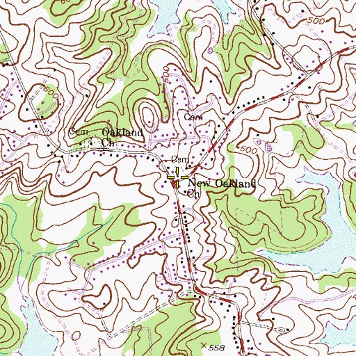Topographic Map of New Oakland Church, MD