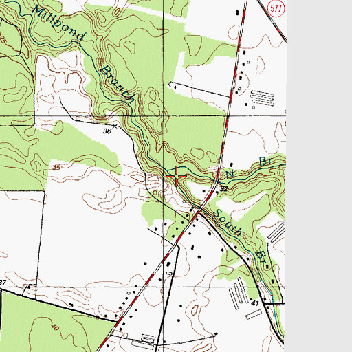 Topographic Map of North Davis Millpond Branch, MD