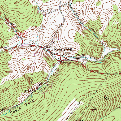 Topographic Map of North Fork Crabtree Creek, MD