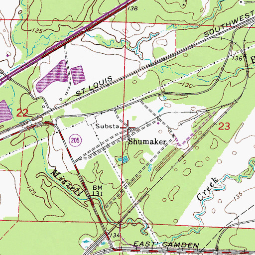 Topographic Map of Shumaker, AR