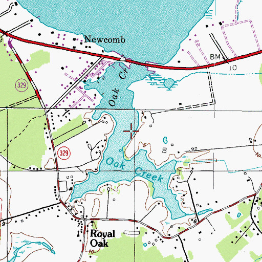 Topographic Map of Oak Creek, MD