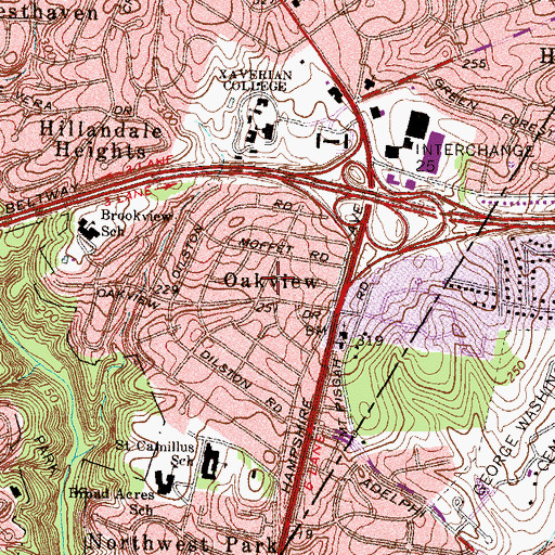 Topographic Map of Oakview, MD