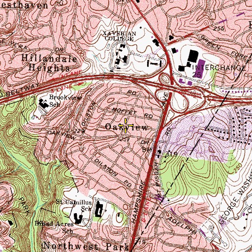 Topographic Map of Oakview, MD