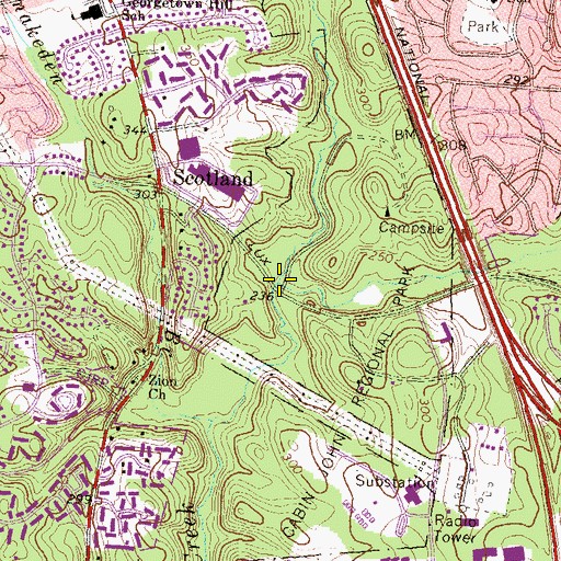 Topographic Map of Old Farm Creek, MD