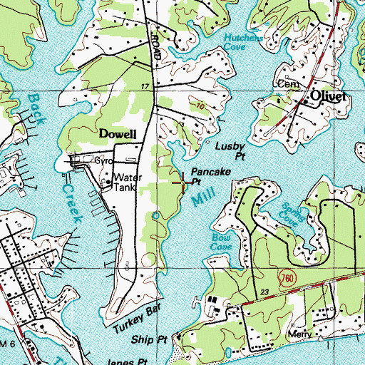 Topographic Map of Pancake Point, MD