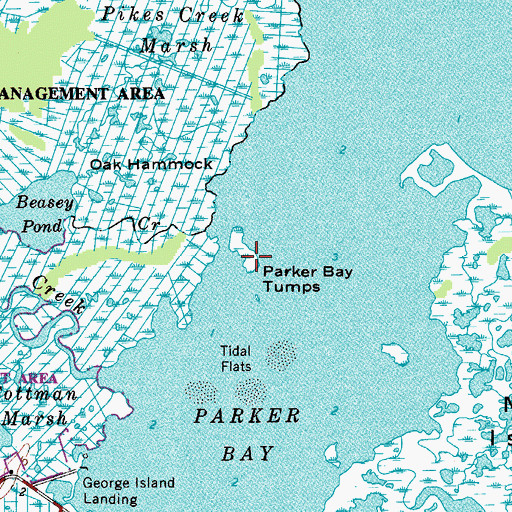 Topographic Map of Parker Bay Tumps, MD