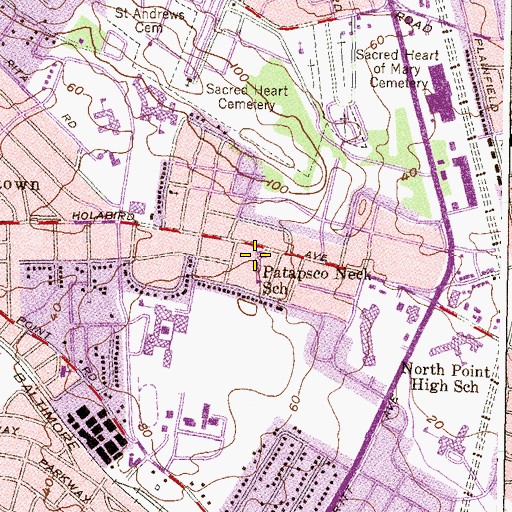Topographic Map of Patapsco Neck Elementary School, MD