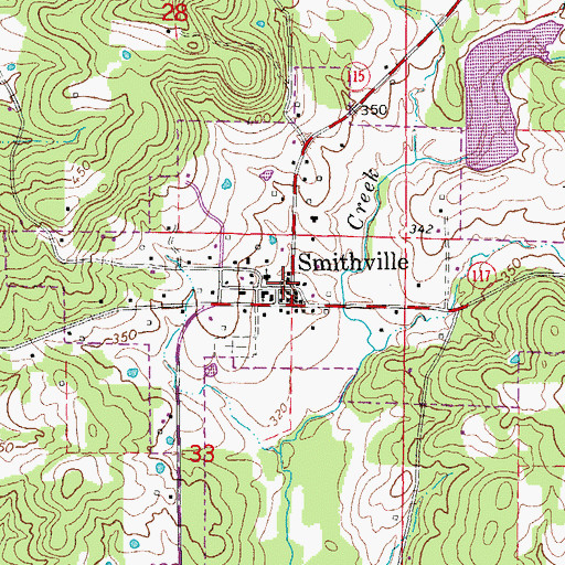 Topographic Map of Smithville, AR