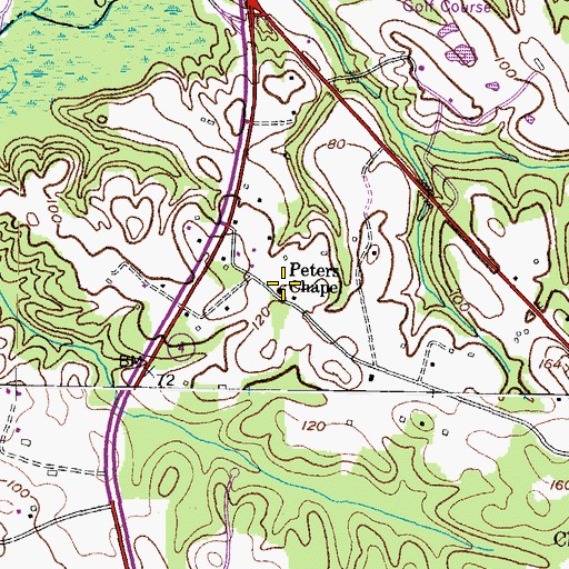 Topographic Map of Peters Chapel, MD