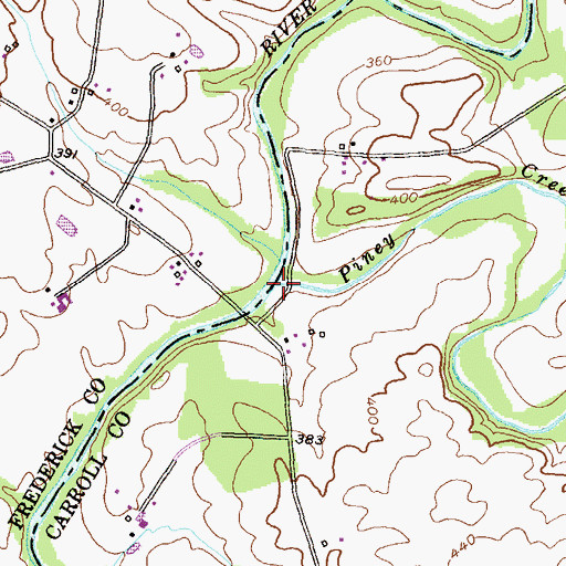 Topographic Map of Piney Creek, MD