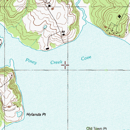 Topographic Map of Piney Creek Cove, MD