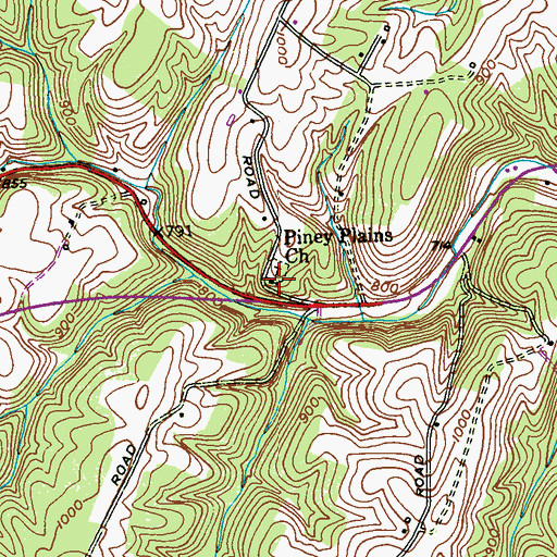 Topographic Map of Piney Plains United Methodist Church, MD
