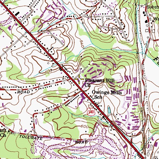 Topographic Map of Pleasant Hill Church, MD