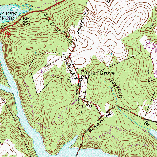 Topographic Map of Poplar Grove Church, MD