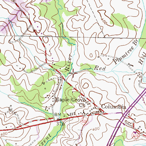 Topographic Map of Red Hill Branch, MD
