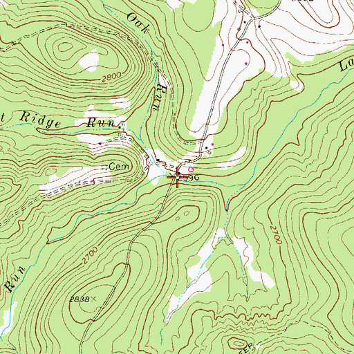 Topographic Map of Red Oak Run, MD