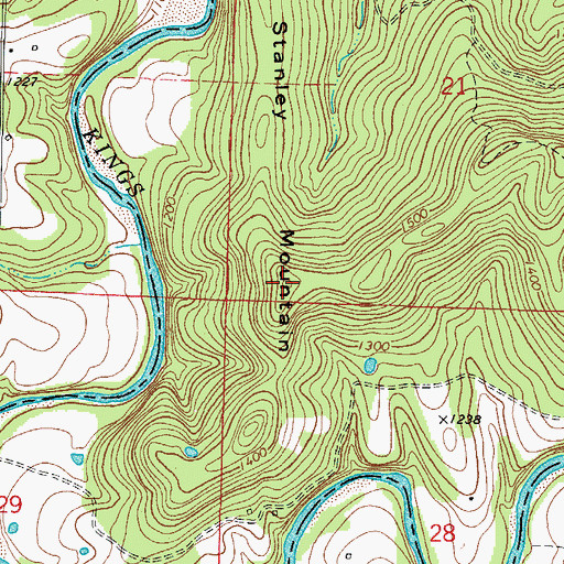 Topographic Map of Stanley Mountain, AR