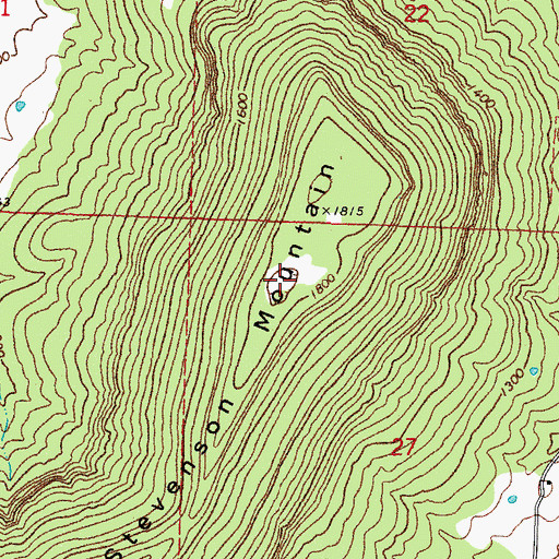 Topographic Map of Stevenson Mountain, AR