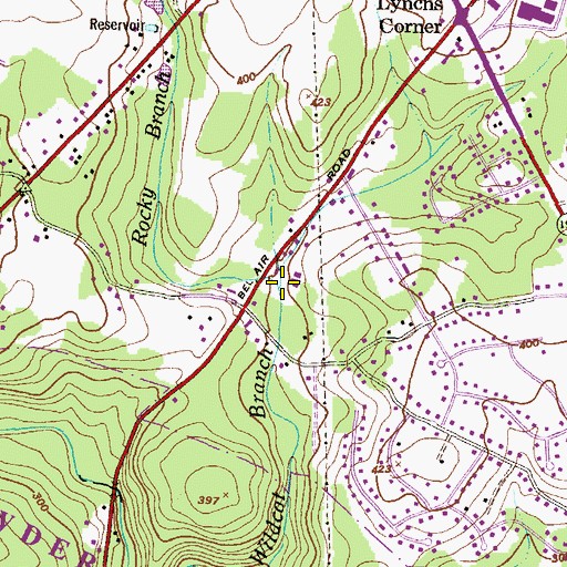 Topographic Map of Rocky Branch, MD
