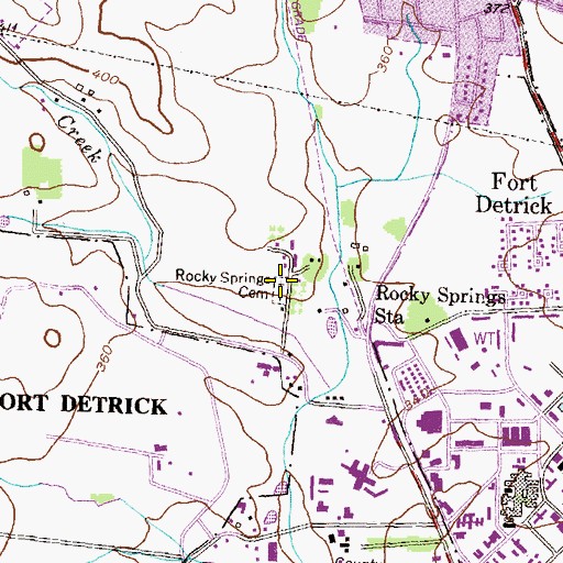 Topographic Map of Rocky Springs Cemetery, MD