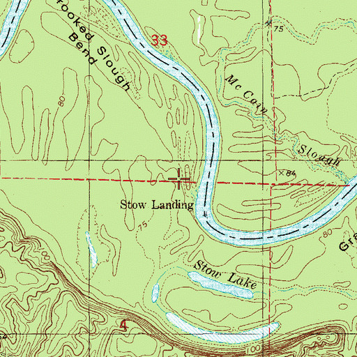 Topographic Map of Stow Landing, AR