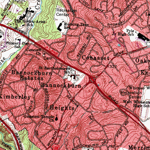 Topographic Map of Saint Bartholomews School, MD