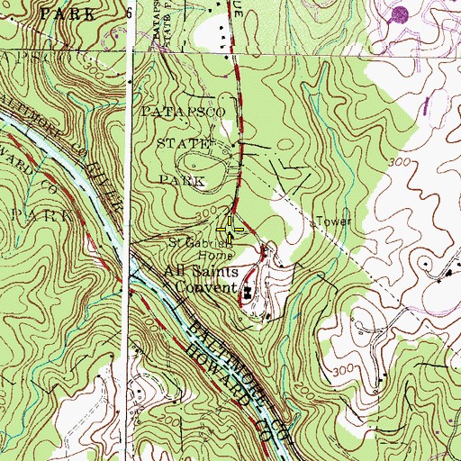 Topographic Map of Saint Gabriels Home, MD