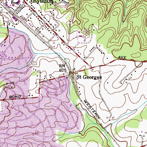 Topographic Map of Saint Georges, MD