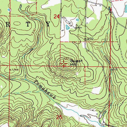 Topographic Map of Sugar Hill, AR