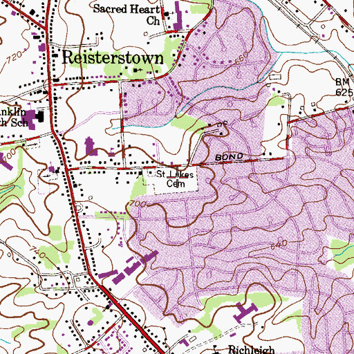 Topographic Map of Saint Lukes Cemetery, MD