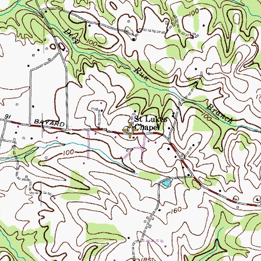 Topographic Map of Saint Lukes Chapel, MD