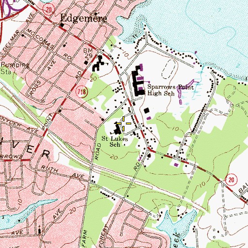 Topographic Map of Saint Lukes School, MD