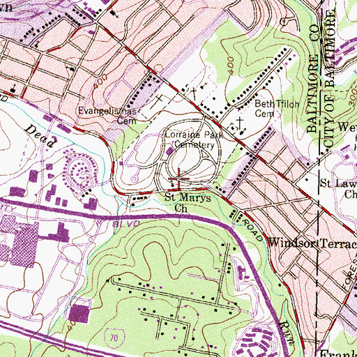 Topographic Map of Saint Marys Church, MD
